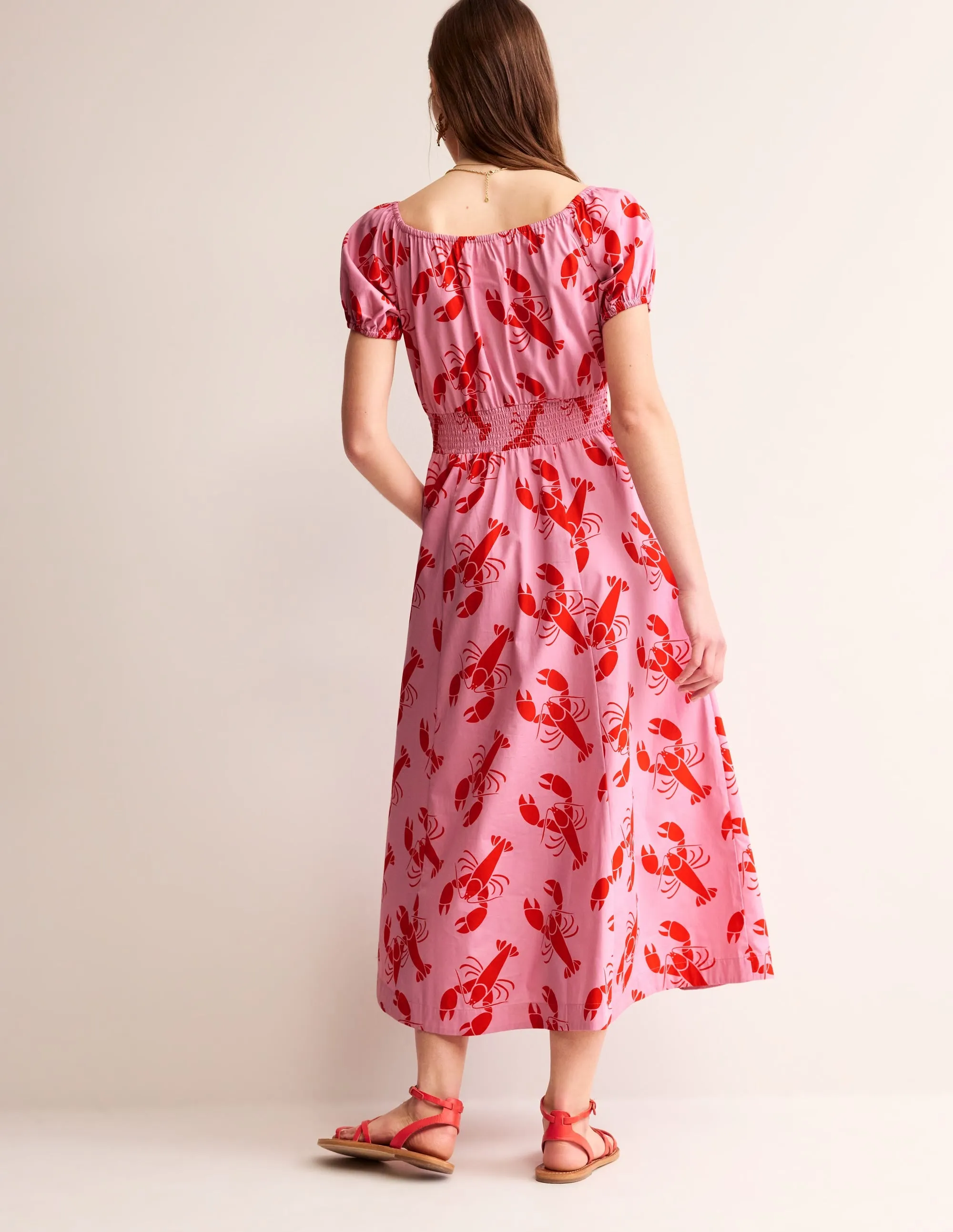 Amber Cotton Midi Dress-Cashmere Rose, Lobster
