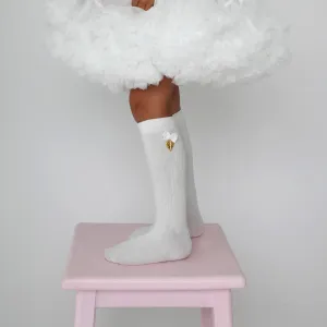 Angel's Face White Knee High Charm Socks