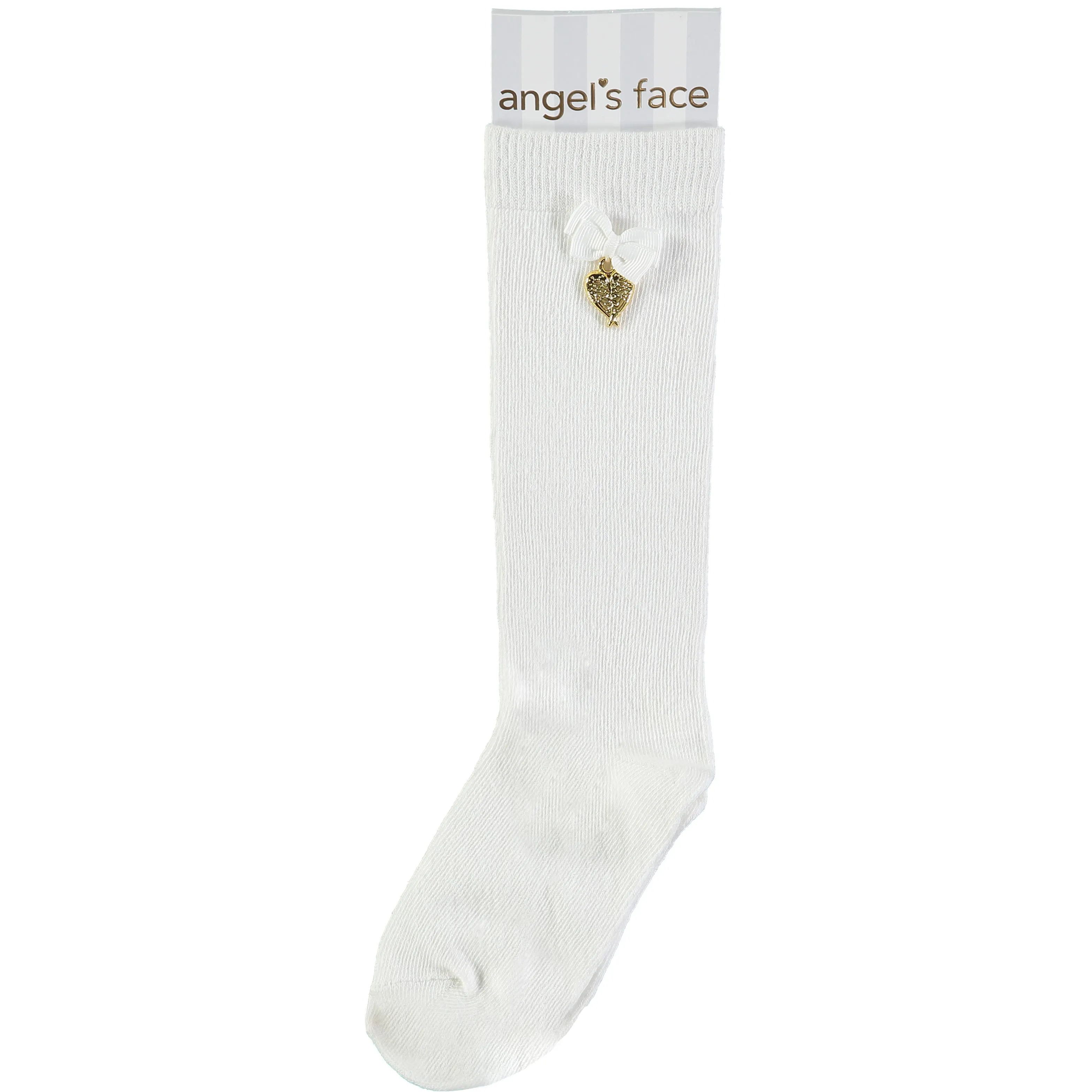 Angel's Face White Knee High Charm Socks