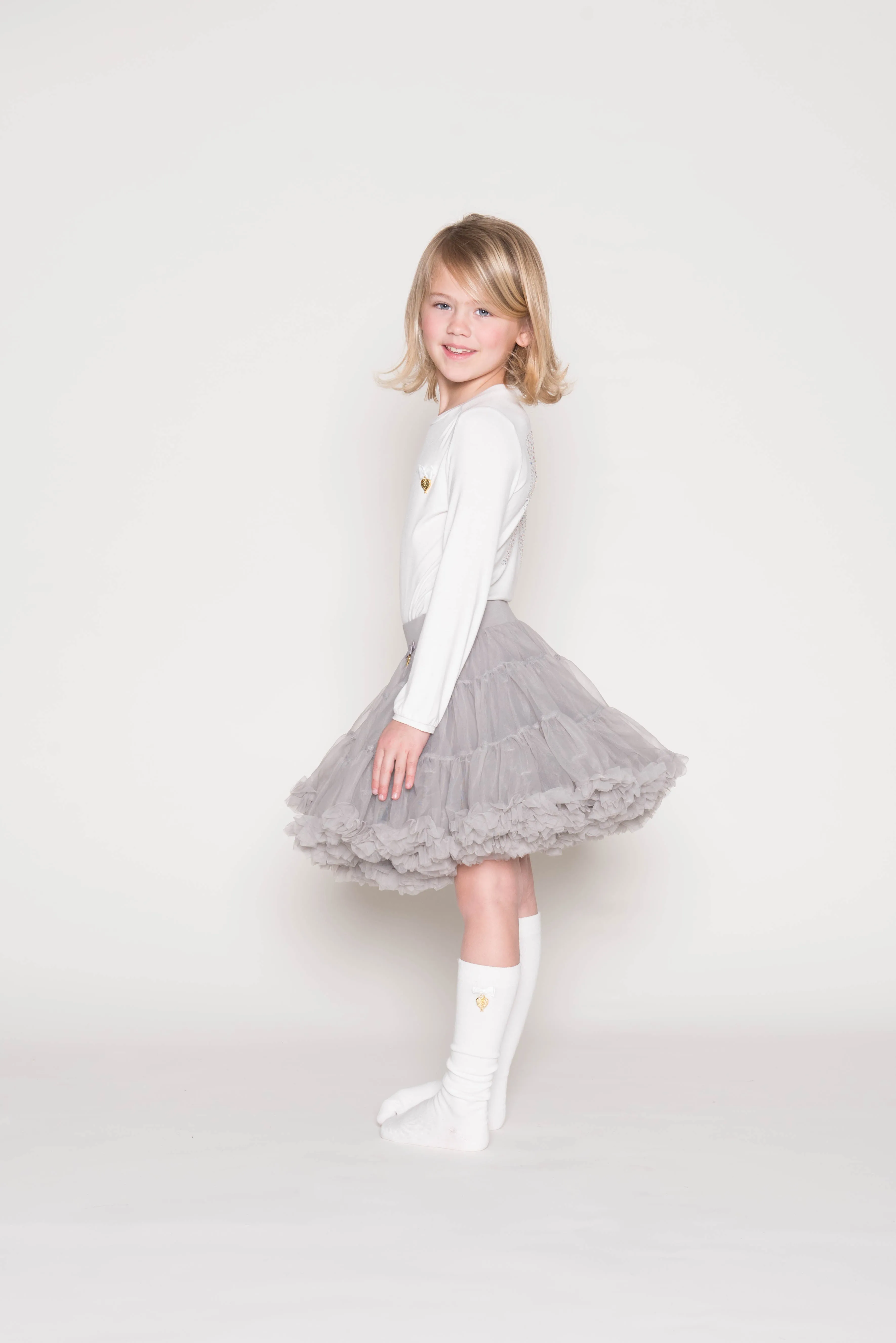 Angel's Face White Knee High Charm Socks