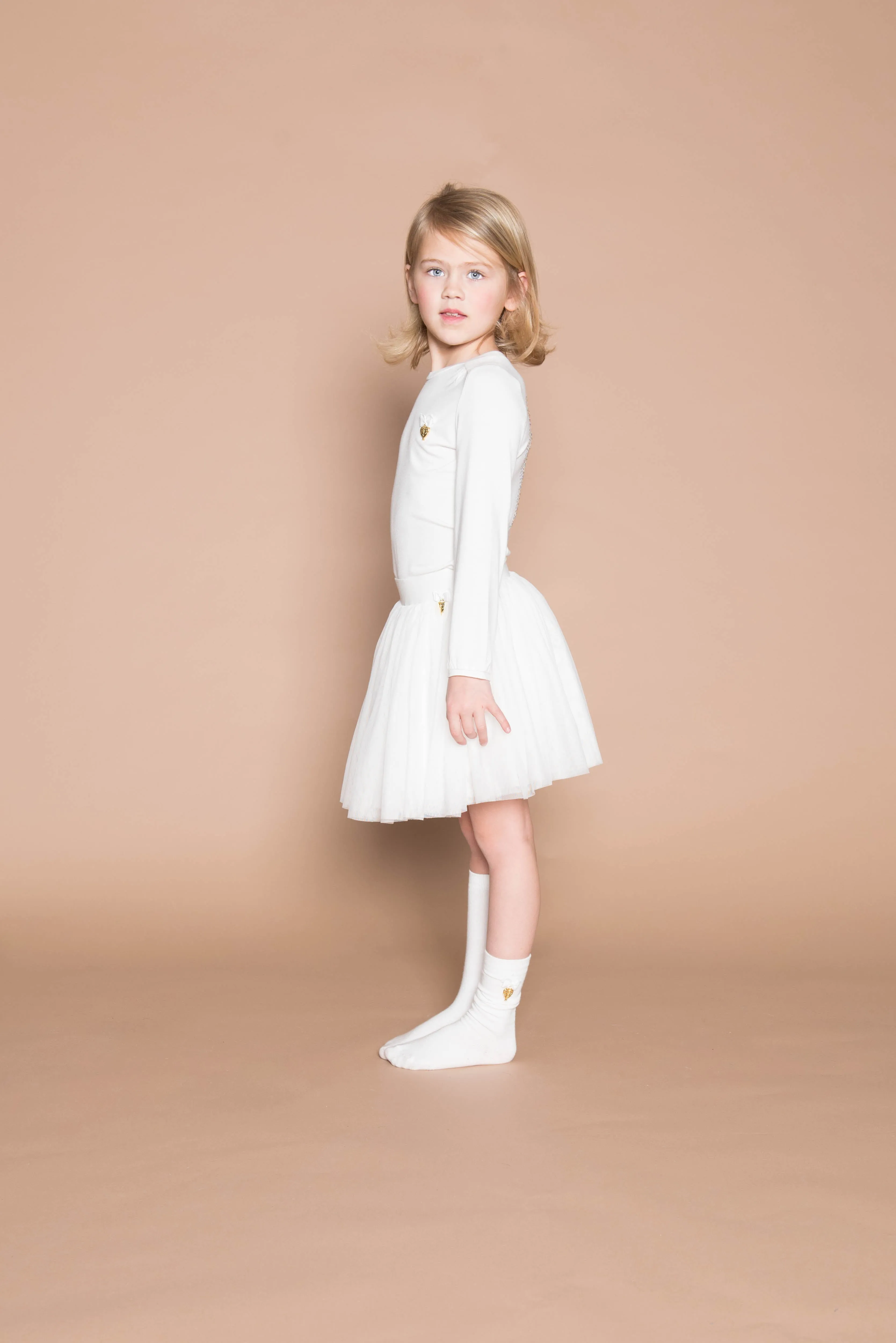 Angel's Face White Knee High Charm Socks