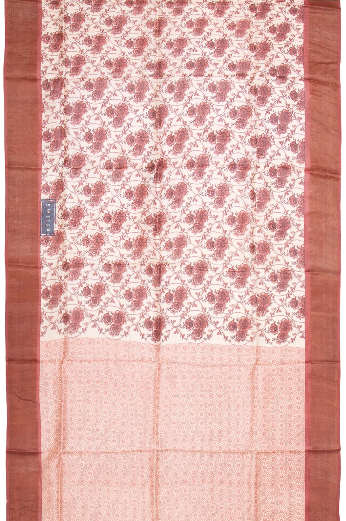 Cream Tussar Silk Saree with Onion Pink Border