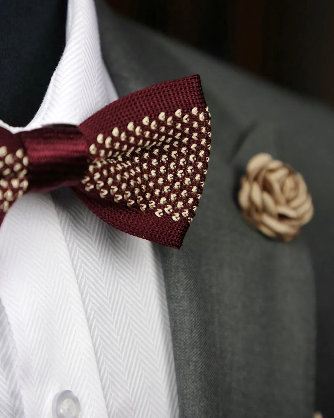 DCLIC Briller Knitted Bow Tie - Burgundy