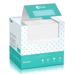 Ditoi Face Towels, 10"12" Disposable Face Towel, Face Towelettes XL, Ultra Soft Makeup Remover Dry Wipes, Thick Face Towel for Sensitive Skin, 50 Count (1 Pack)