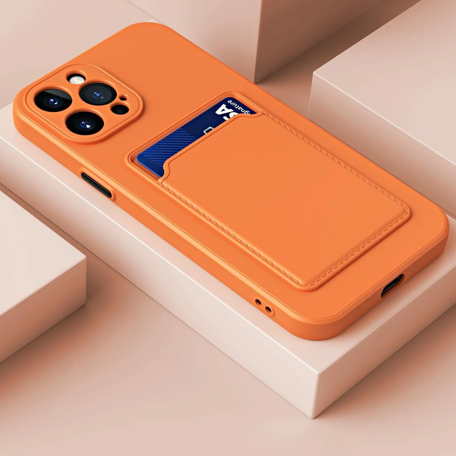 For Iphone 15 Skin Feel Card Contrast Colour Button Tpu Phone Case