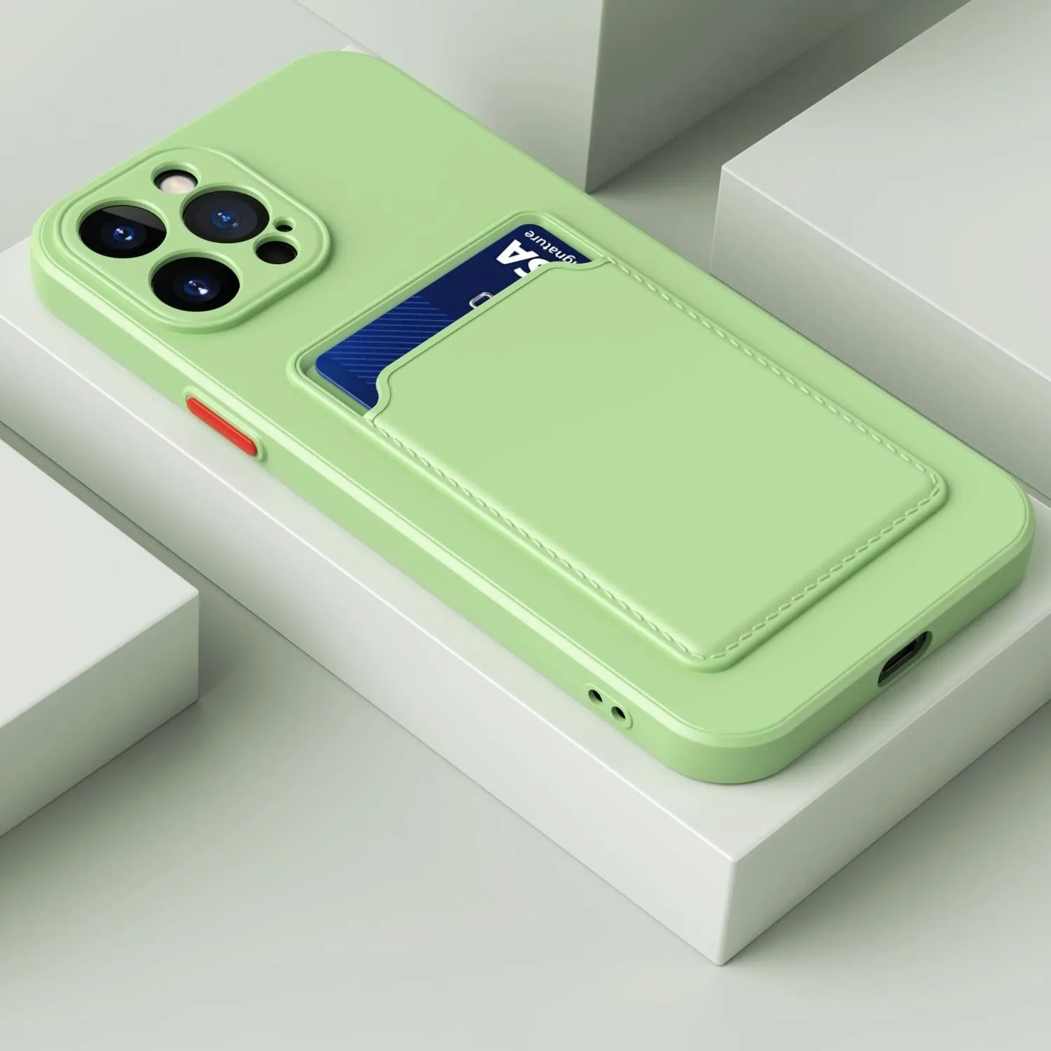 For Iphone 15 Skin Feel Card Contrast Colour Button Tpu Phone Case