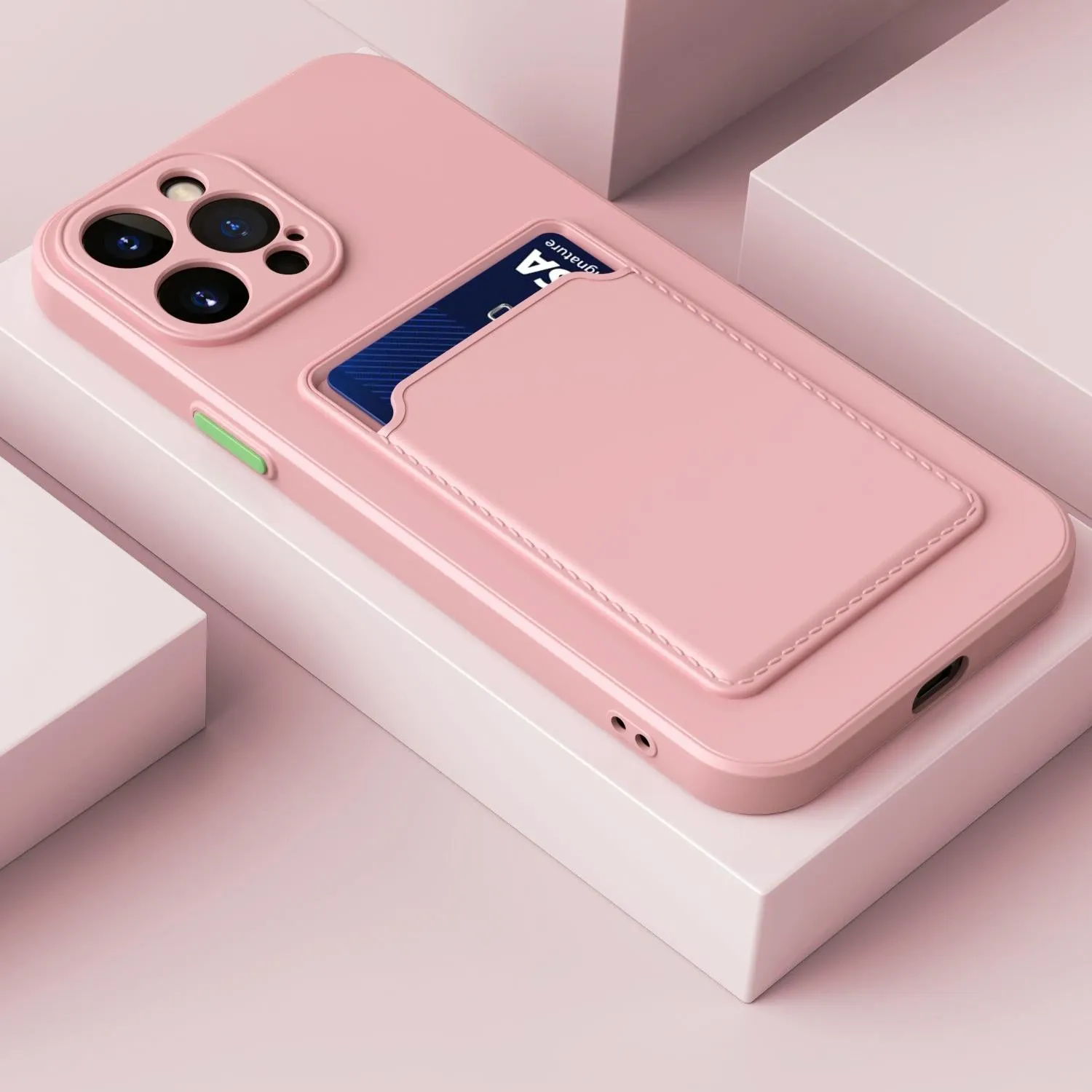 For Iphone 15 Skin Feel Card Contrast Colour Button Tpu Phone Case