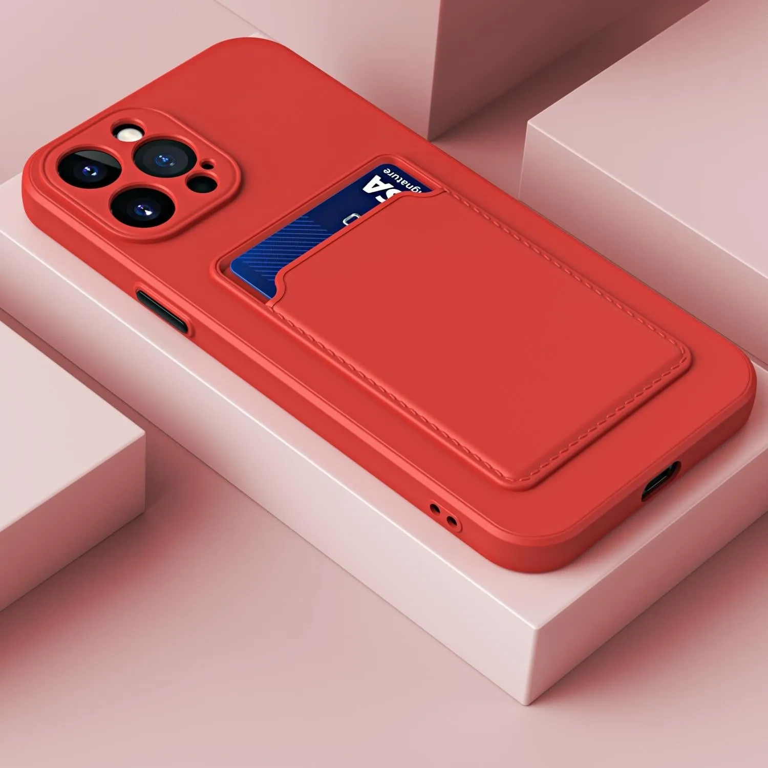 For Iphone 15 Skin Feel Card Contrast Colour Button Tpu Phone Case