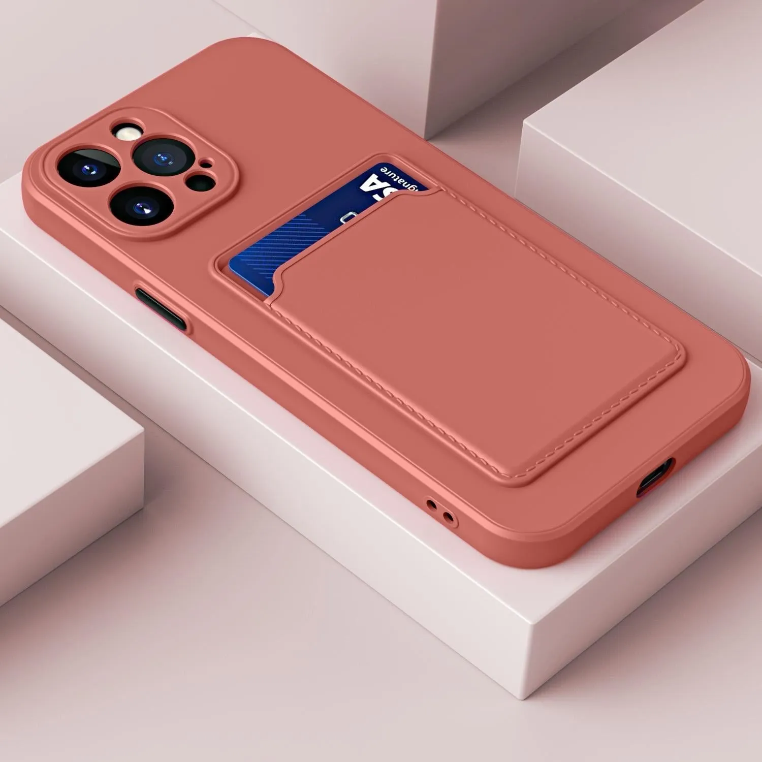 For Iphone 15 Skin Feel Card Contrast Colour Button Tpu Phone Case