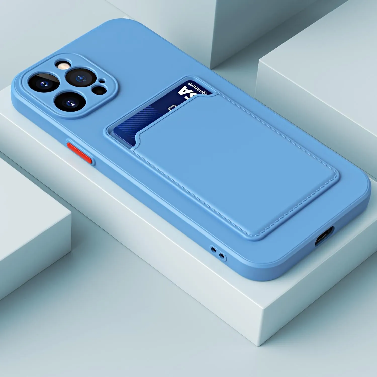For Iphone 15 Skin Feel Card Contrast Colour Button Tpu Phone Case