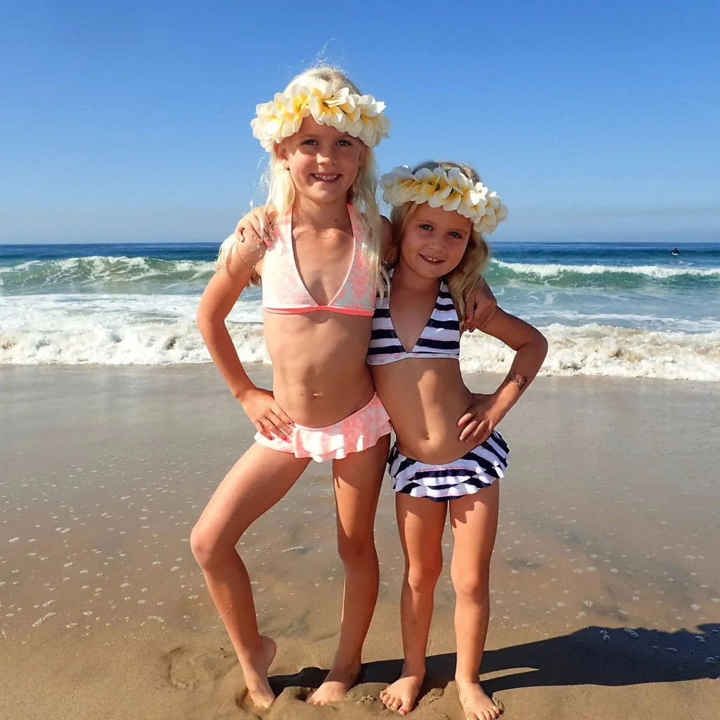 Girls Halter Top with Ruffle Bikini Bottom - Bora Bora
