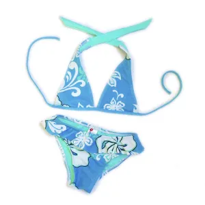 Girls Halter Top with Ruffle Bikini Bottom - Bora Bora
