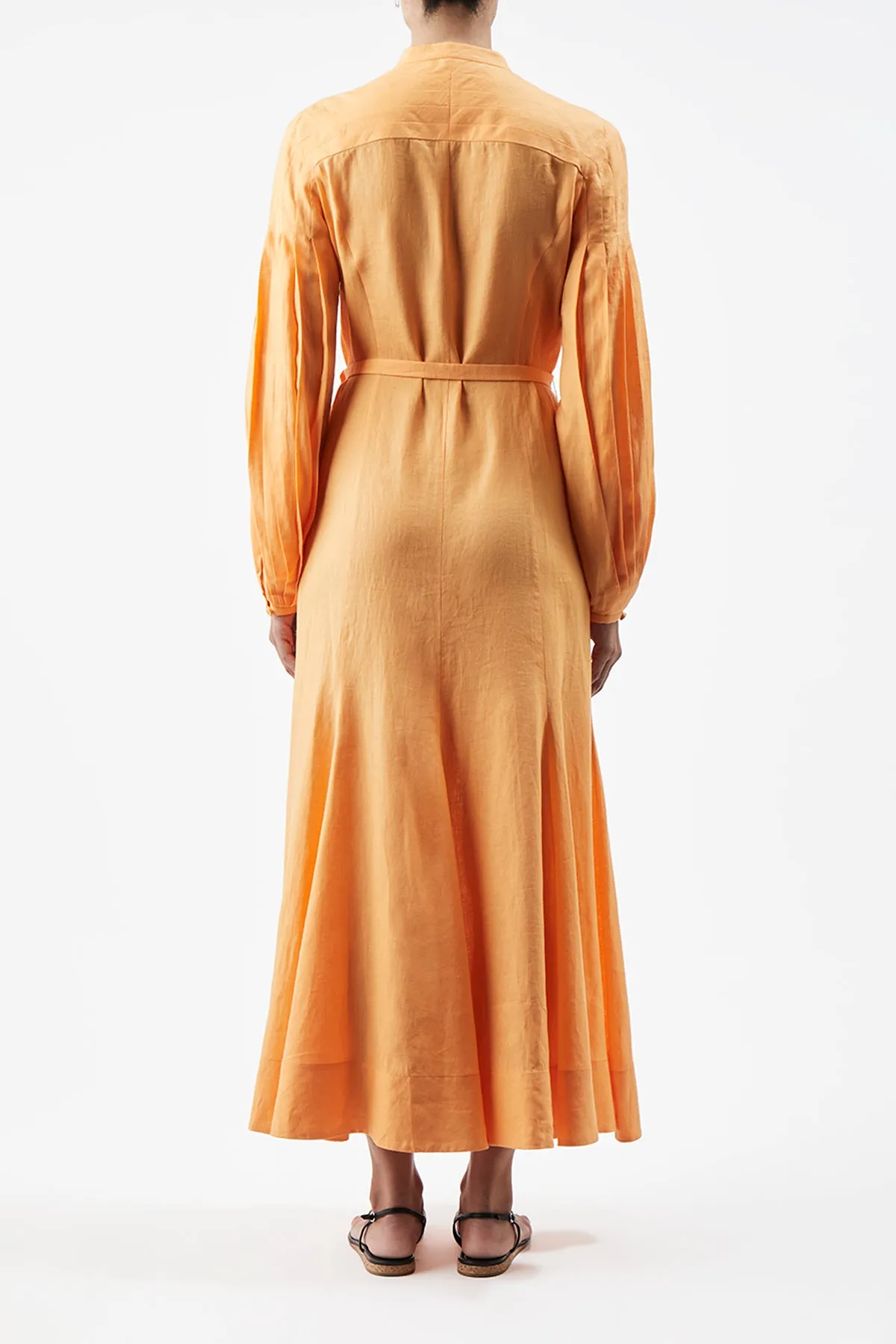 Lydia Maxi Dress with Slip in Fluorescent Orange Aloe Linen