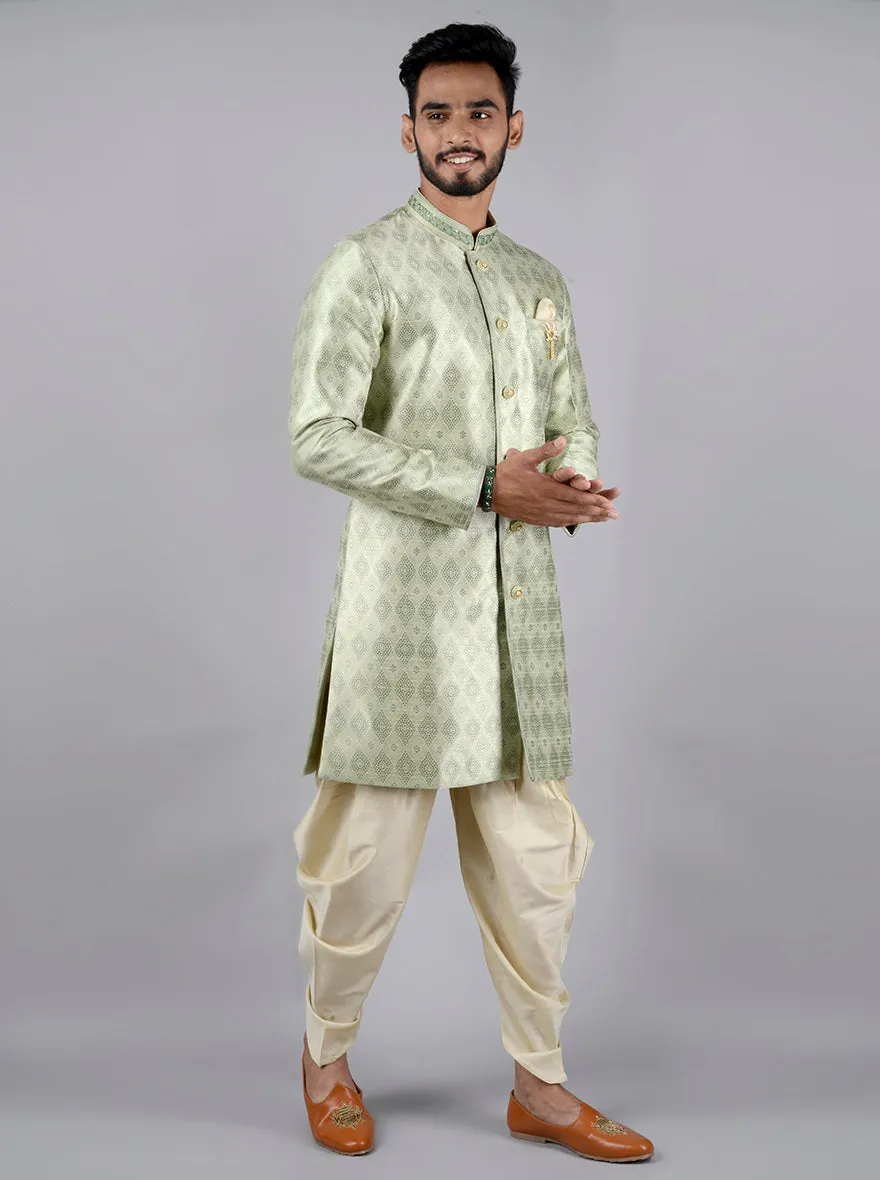 Pista Green Semi Indowestern | Azania