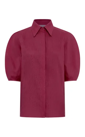 Sansi Top in Raspberry Aloe Linen