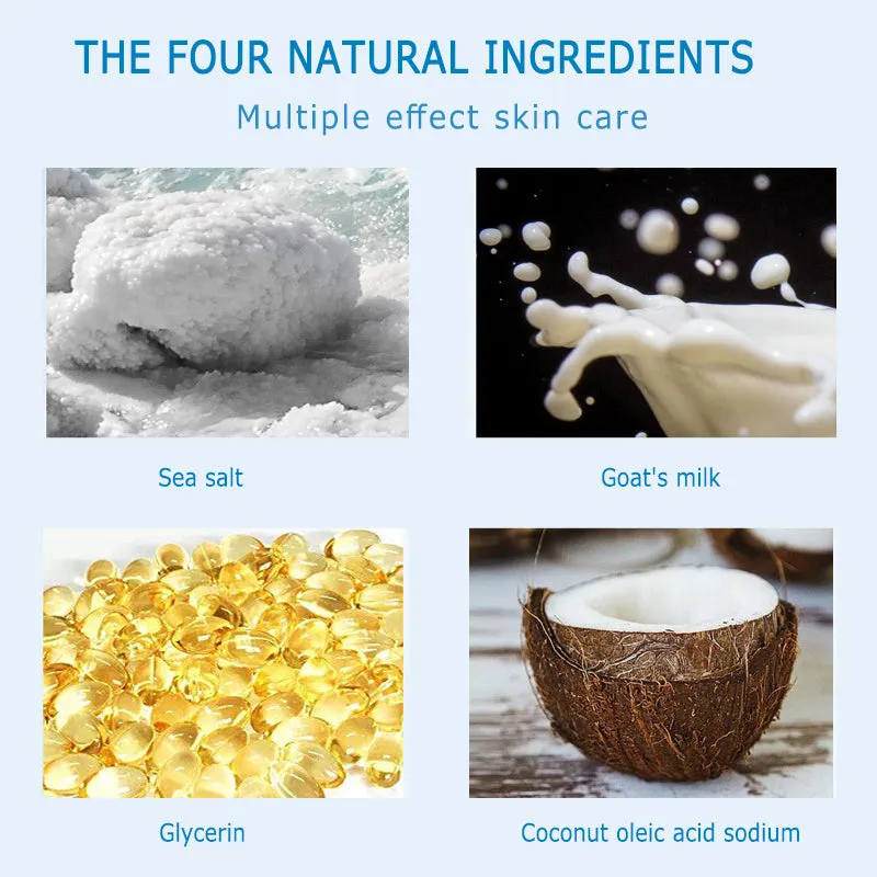 Sea Salt Soap Oil Control Remover Makeup Moisturize Face Wash Goat Milk Soap Deep Cleansing Pores Blackheads Soft Skin Soap