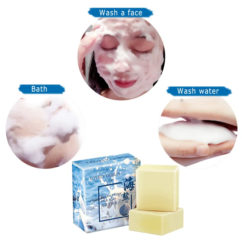 Sea Salt Soap Oil Control Remover Makeup Moisturize Face Wash Goat Milk Soap Deep Cleansing Pores Blackheads Soft Skin Soap